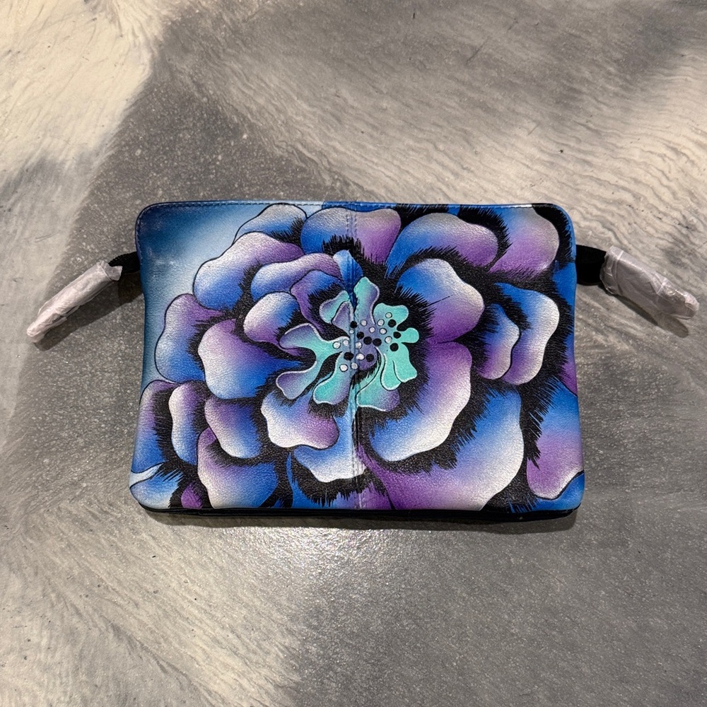 Anna by Anuschka hand painted crossbody clutch